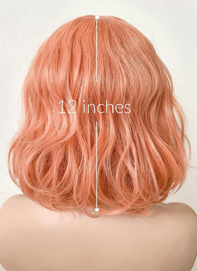 Pastel Peach Pink Wavy Bob Synthetic Wig CM197 Wig Is Fashion