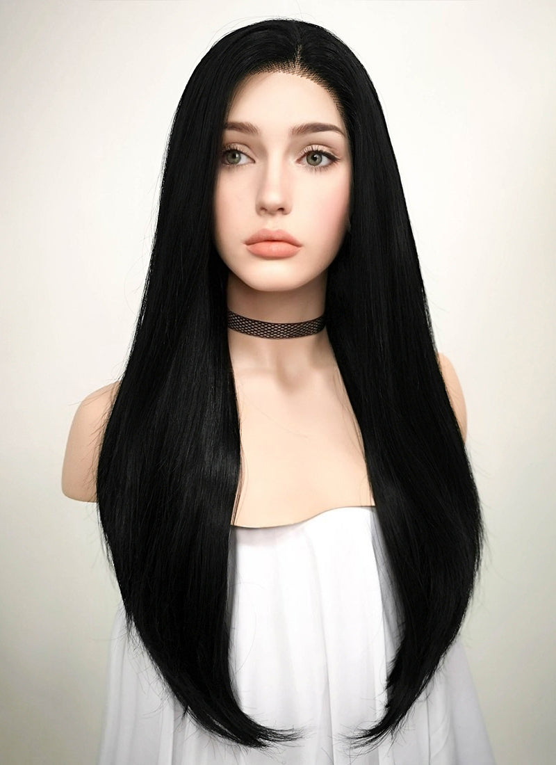 Straight Jet Black Lace Front Synthetic Wig LF002 Wig Is Fashion