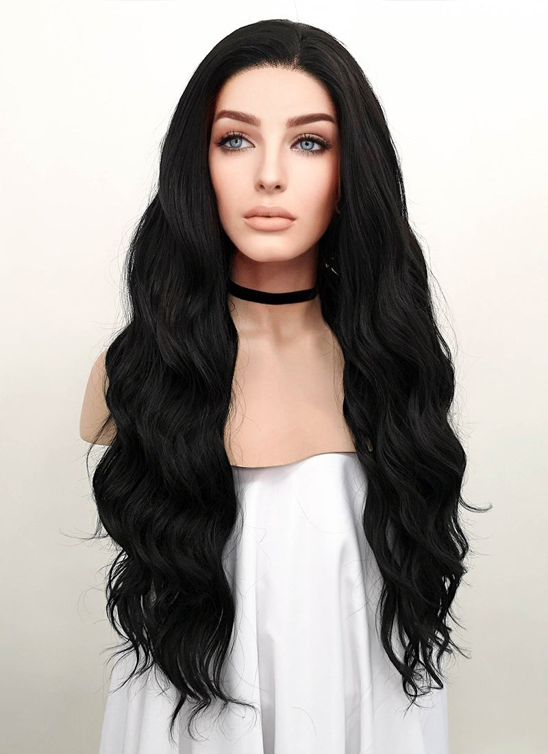 Wavy Natural Black Lace Front Synthetic Wig LF095 Wig Is Fashion