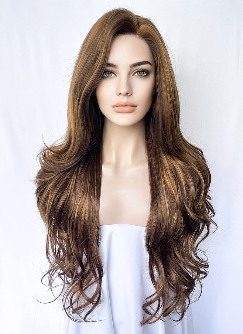 Brunette Wavy Lace Front Synthetic Wig LF1321