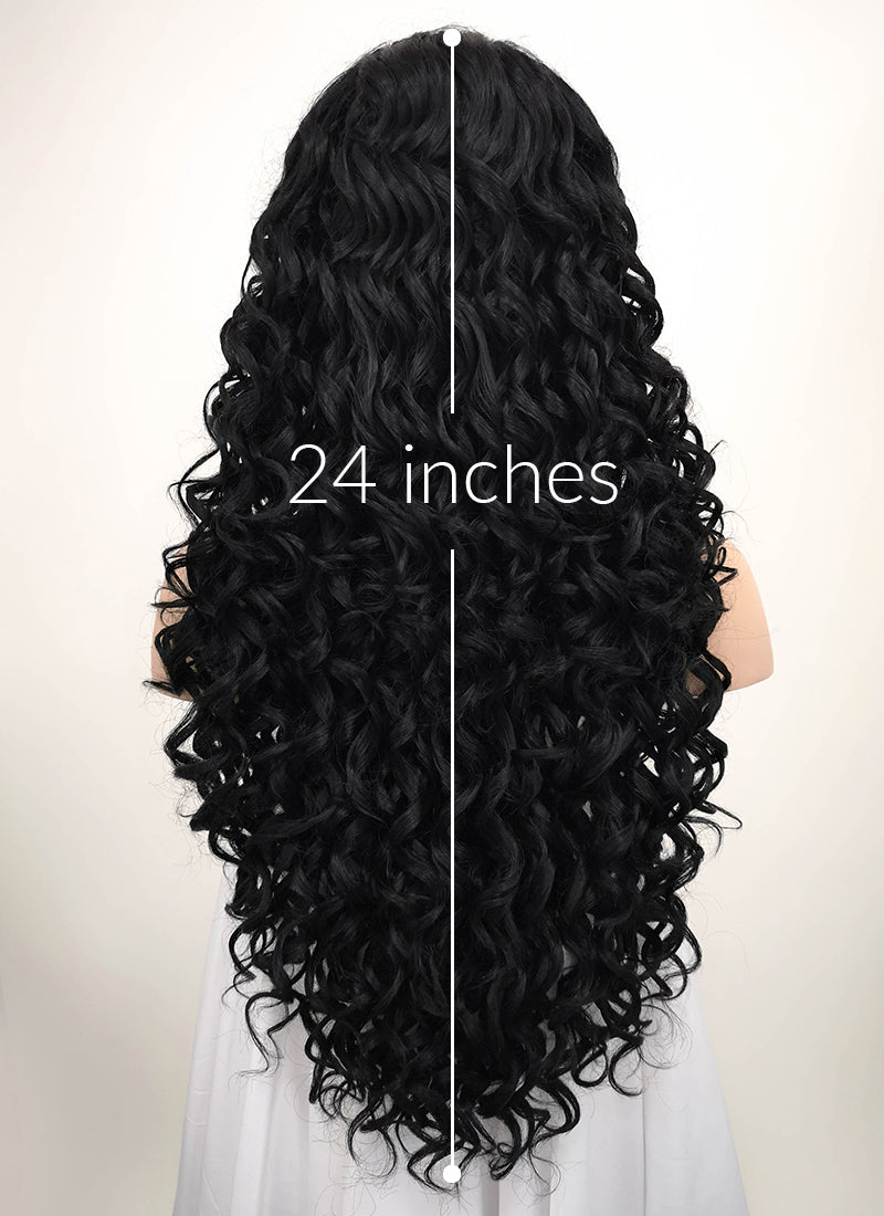 Spiral Curly Black Lace Front Synthetic Wig LF166