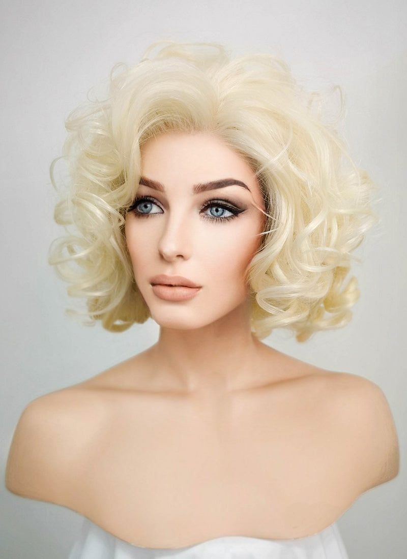 Light Blonde Curly Bob Lace Front Synthetic Wig LF235 Wig Is Fashion