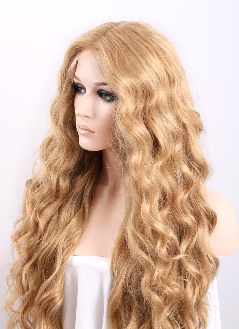 Wavy Golden Blonde Lace Front Synthetic Wig LF244 Wig Is Fashion