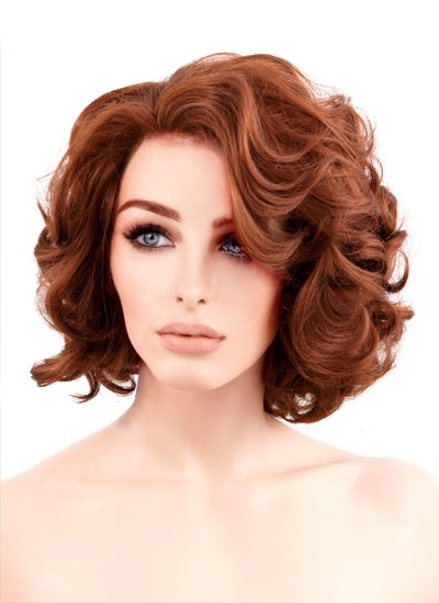 Short curly auburn clearance wig