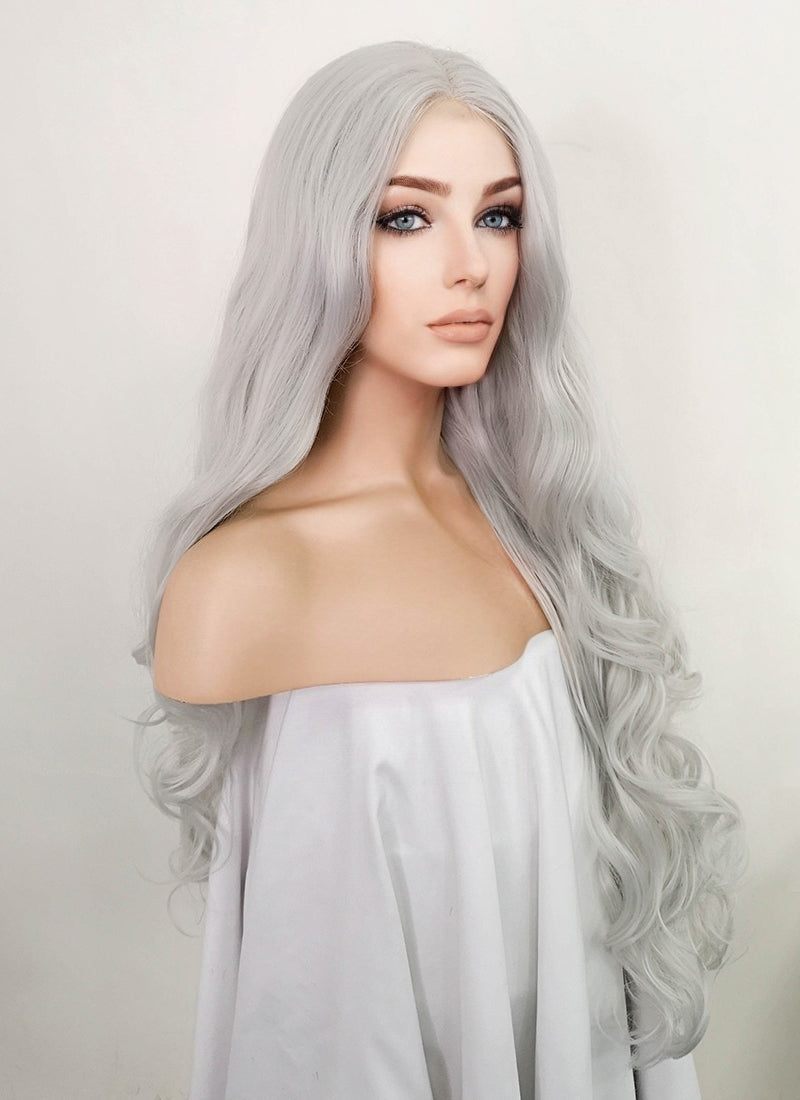 Grey Wavy Lace Front Synthetic Wig LF3227 Wig Is Fashion