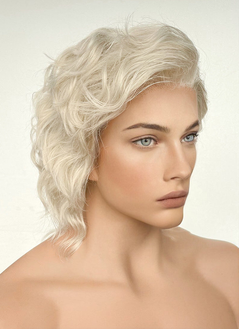 Light Ash Blonde Wavy Lace Front Synthetic Men s Wig LF407E