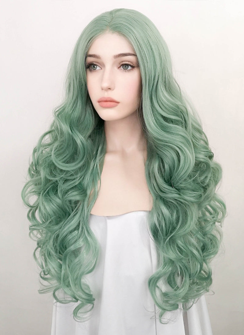 Green Wavy Lace Front Synthetic Wig WigIsFashion Wig Is Fashion