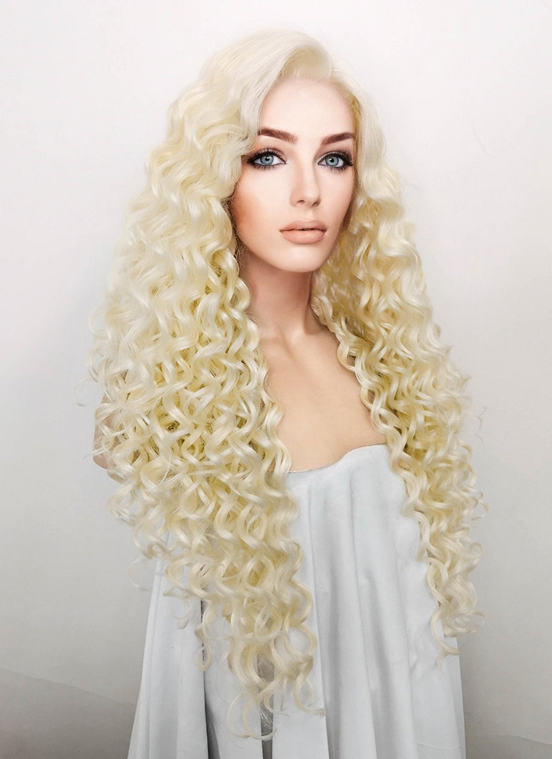 Light Blonde Curly Lace Front Synthetic Wig LF5130