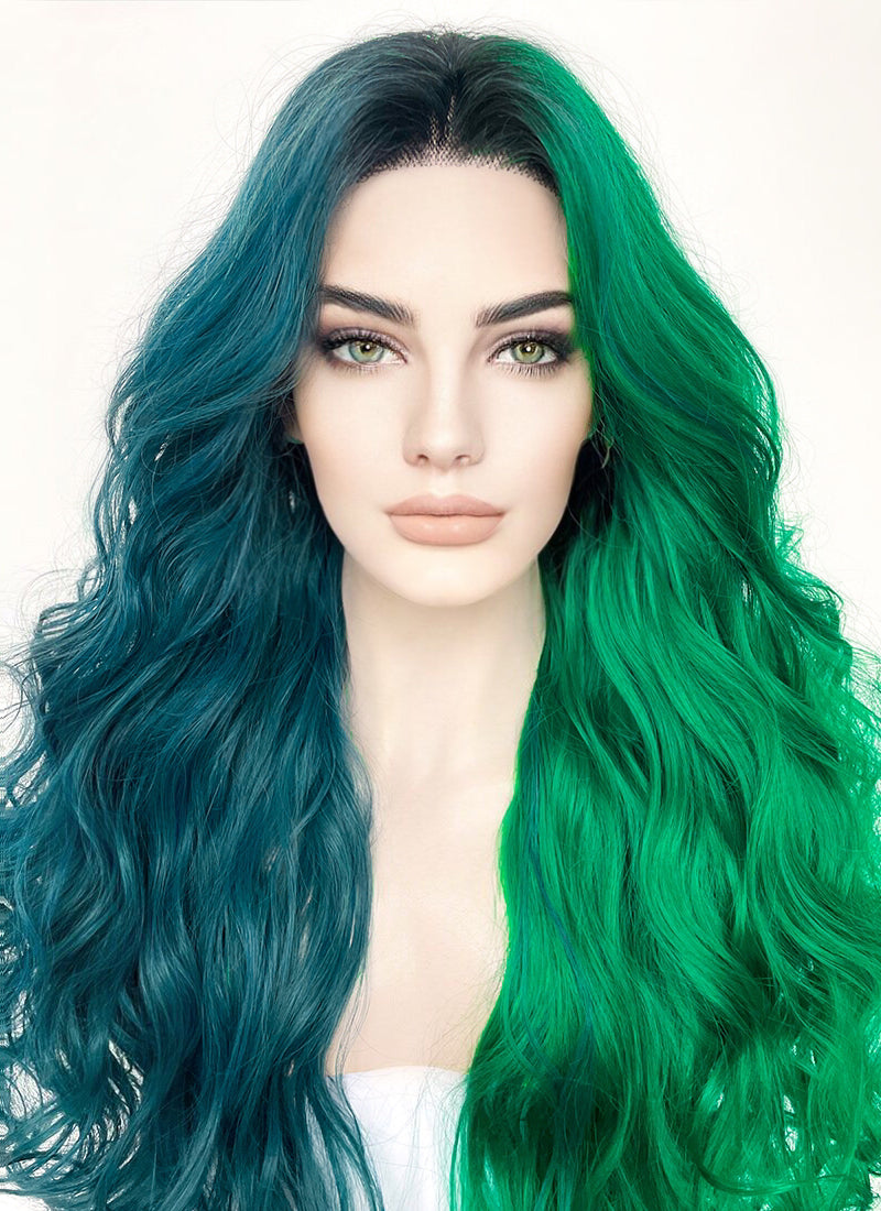 Blue and deals green ombre wig