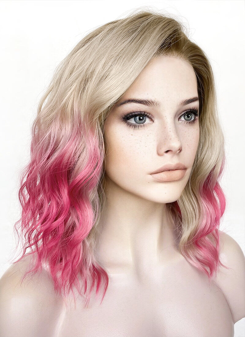 Blonde wig hotsell with pink tips