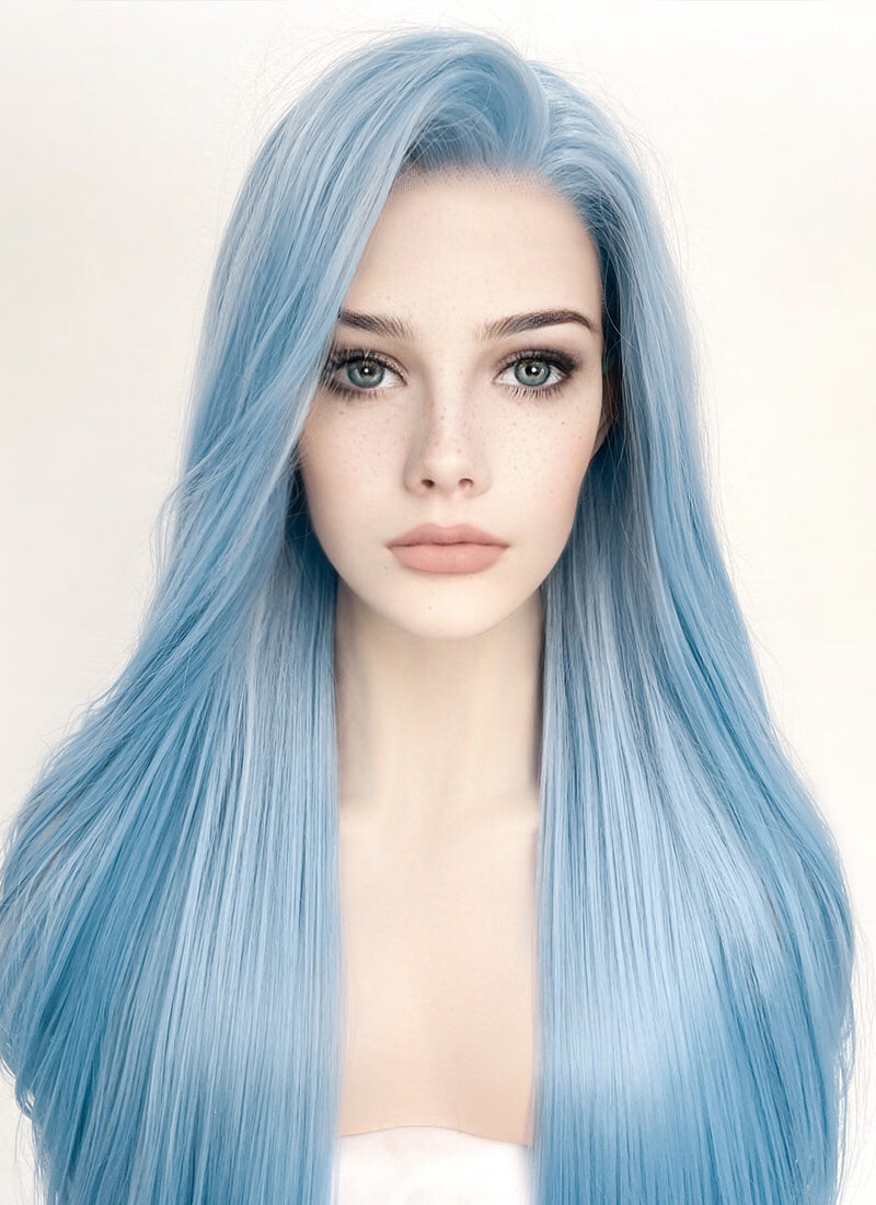 Pastel Blue Straight Lace Front Synthetic Wig LW769B Wig Is Fashion