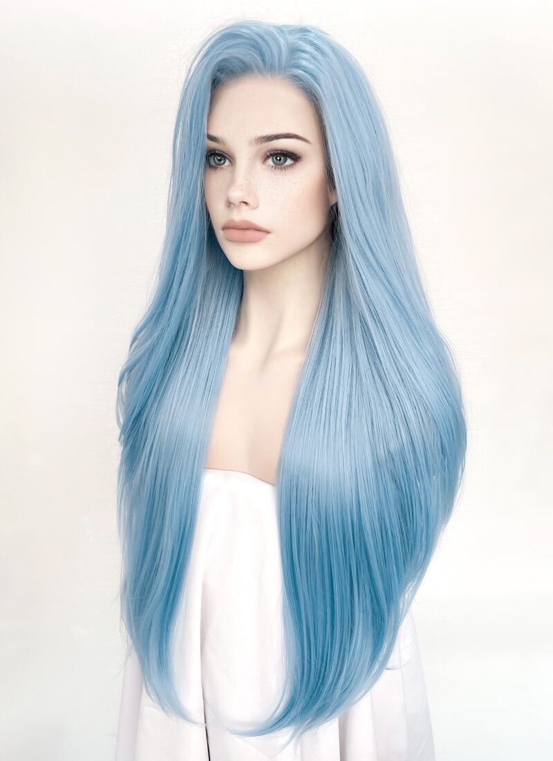 Pastel Blue Straight Lace Front Synthetic Wig LW769B Wig Is Fashion