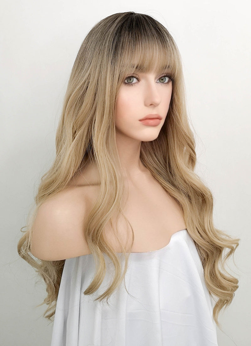 Dark roots blonde clearance hair wig