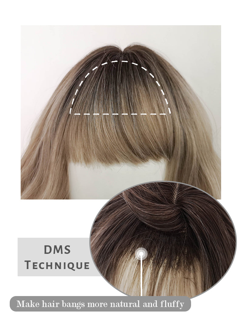 Two Tone Blonde Ombre with Dark Roots Synthetic Hair Wig NS398