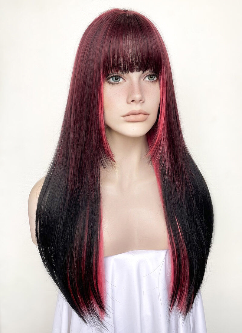 Red Pink Black Mixed Synthetic Hair Wig WigIsFashion Wig Is