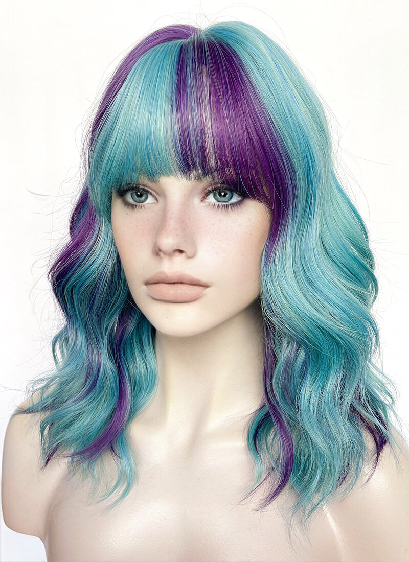 Blue Green Purple Mixed Synthetic Hair Wig WigIsFashion Wig Is